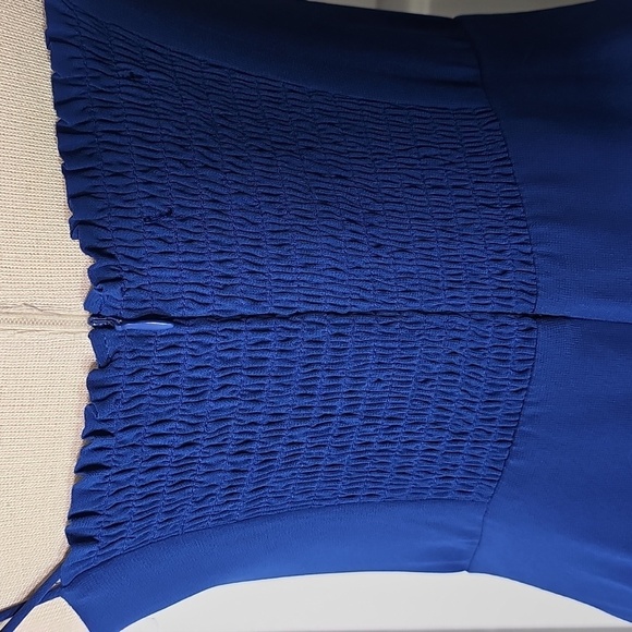 Designer AQUA from BLOOMINGDALES Cobalt Blue Evening, High Slit. Bustier Meduim. - Picture 9 of 10